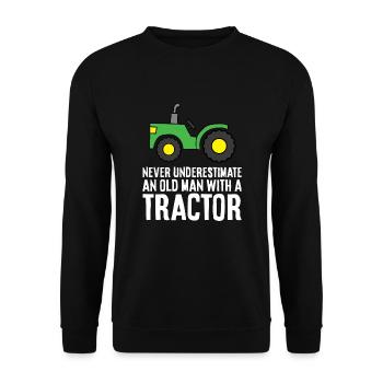 Never Underestimate An Old Man With A Tractor - Unisex Pullover - Schwarz - Vorne - Alina (178cm) & Michal (187cm)