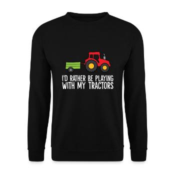 I'd Rather Be Playing With My Tractors - Unisex Sweatshirt - black - Front - Alina (178cm) & Michal (187cm)