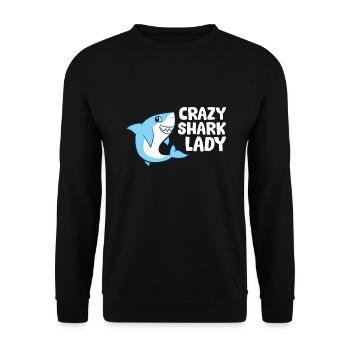 Crazy Shark Lady - Unisex Sweatshirt - black - Front - Alina (178cm) & Michal (187cm)