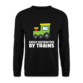 Easily Distracted By Trains - Unisex Pullover - Schwarz - Vorne - Alina (178cm) & Michal (187cm)