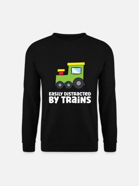 Easily Distracted By Trains - Unisex Sweatshirt - black