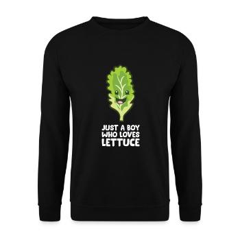 Just a Boy Who Loves Lettuce - Unisex Sweatshirt - black - Front - Alina (178cm) & Michal (187cm)
