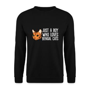 Just a Boy Who Loves Bengal Cats - Unisex Pullover - Schwarz - Vorne - Alina (178cm) & Michal (187cm)