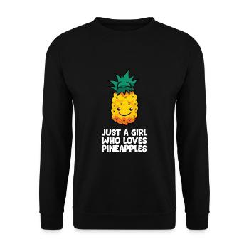 Nur ein Mädchen, das Ananas liebt - Unisex Pullover - Schwarz - Vorne - Alina (178cm) & Michal (187cm)