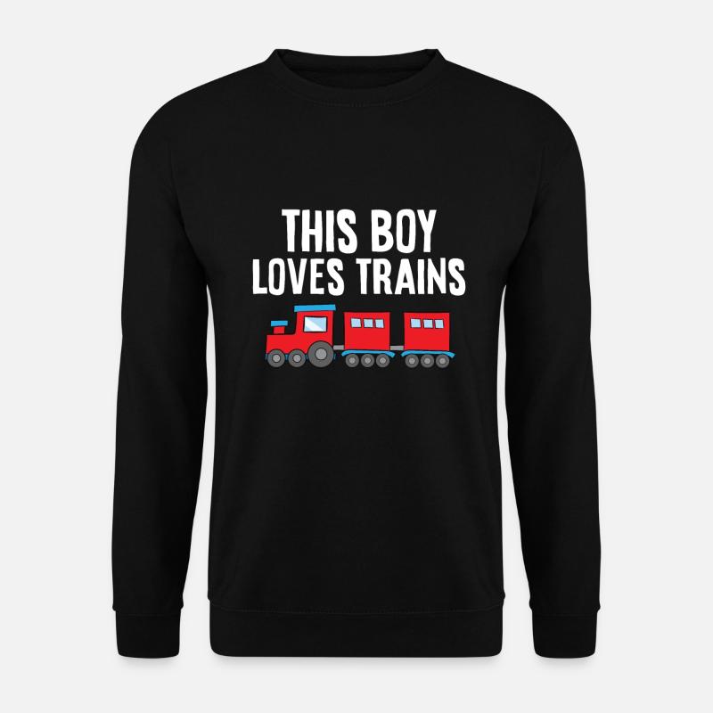This Boy Loves Trains - Unisex Pullover - Schwarz