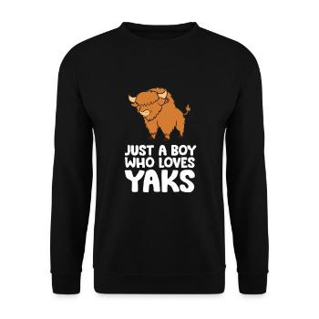 Nur ein Junge, der Yaks liebt - Unisex Pullover - Schwarz - Vorne - Alina (178cm) & Michal (187cm)