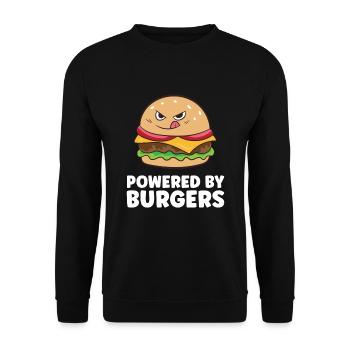 Burger Fast Food Powered By Burgers - Unisex Pullover - Schwarz - Vorne - Alina (178cm) & Michal (187cm)