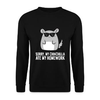 Sorry, mein Chinchilla hat meine Hausaufgaben - Unisex Pullover - Schwarz - Vorne - Alina (178cm) & Michal (187cm)