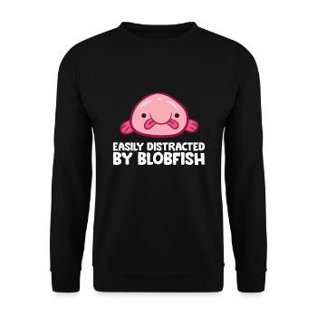 Blobfish Sea Creature Easily Distracted By - Unisex Sweatshirt - black - Front - Alina (178cm) & Michal (187cm)