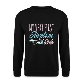 My Very First Airplane Ride Flugzeug - Unisex Sweatshirt - black - Front - Alina (178cm) & Michal (187cm)