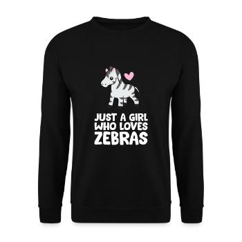 Nur ein Mädchen, das Zebras liebt - Unisex Pullover - Schwarz - Vorne - Alina (178cm) & Michal (187cm)