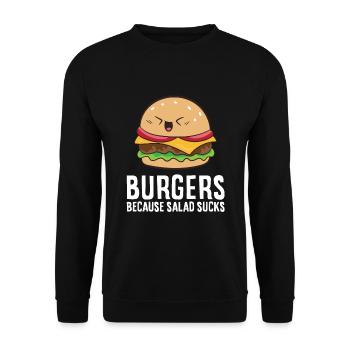 Burger Weil Salat scheiße ist Lustiger Hamburger - Unisex Pullover - Schwarz - Vorne - Alina (178cm) & Michal (187cm)