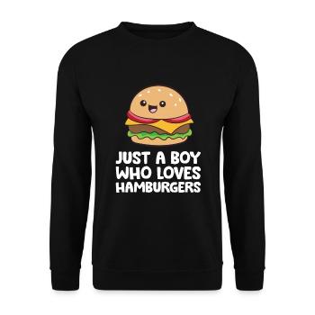 Nur ein Junge, der Hamburger liebt - Unisex Pullover - Schwarz - Vorne - Alina (178cm) & Michal (187cm)