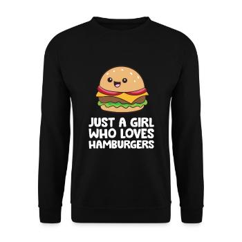 Juste une fille qui aime les hamburgers - Sweat-shirt Unisexe - noir - Devant - Alina (178cm) & Michal (187cm)