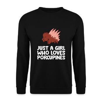 Juste une fille qui aime les porcs-épics - Sweat-shirt Unisexe - noir - Devant - Alina (178cm) & Michal (187cm)