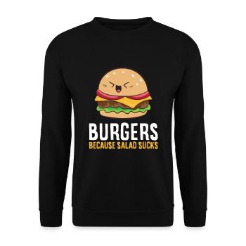 Burger parce que la merde de salade est drôle Hamburger - Sweat-shirt Unisexe - noir - Devant - Alina (178cm) & Michal (187cm)