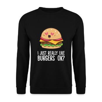 J’aime vraiment hamburgers fast food drôle - Sweat-shirt Unisexe - noir - Devant - Alina (178cm) & Michal (187cm)