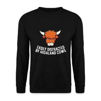 Easily Distracted By Highland Cows - Unisex Sweatshirt - black - Front - Alina (178cm) & Michal (187cm)