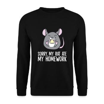Désolé mon rat a mangé mes devoirs devoirs école devoirs - Sweat-shirt Unisexe - noir - Devant - Alina (178cm) & Michal (187cm)