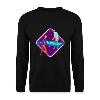 Tischfußballspieler Drehfußball Kickern - Unisex Pullover - Schwarz - Vorne - Alina (178cm) & Michal (187cm)