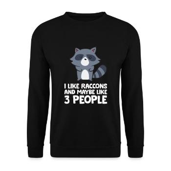 Ich mag Waschbären und vielleicht 3 Menschen - Unisex Pullover - Schwarz - Vorne - Alina (178cm) & Michal (187cm)