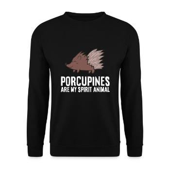 Stachelschweine sind mein Geisttier Liebe - Unisex Pullover - Schwarz - Vorne - Alina (178cm) & Michal (187cm)