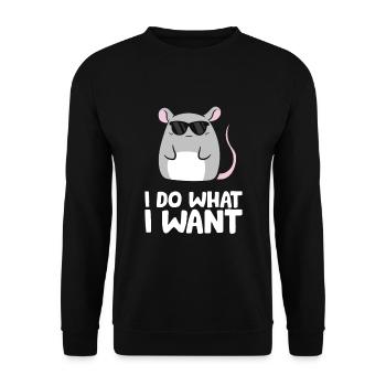Mäuse Ich mache was ich will Rattenmaus - Unisex Pullover - Schwarz - Vorne - Alina (178cm) & Michal (187cm)