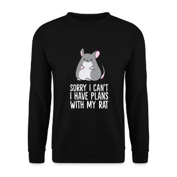 Sorry I Can't I Have Plans With My Rat - Unisex Sweatshirt - black - Front - Alina (178cm) & Michal (187cm)