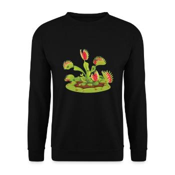 Venus Flytrap Carnivorous - Unisex Sweatshirt - black - Front - Alina (178cm) & Michal (187cm)
