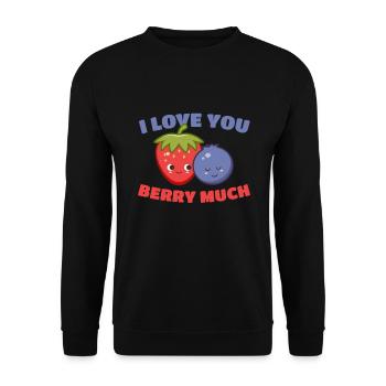 I Love You Berry Much Fruit Raspberry - Unisex Sweatshirt - black - Front - Alina (178cm) & Michal (187cm)