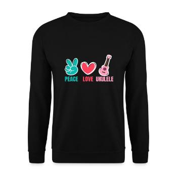 Peace Love Ukulélé Guitare Musique - Sweat-shirt Unisexe - noir - Devant - Alina (178cm) & Michal (187cm)