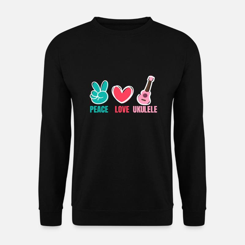 Peace Love Ukulele Gitarre Musik - Unisex Pullover - Schwarz