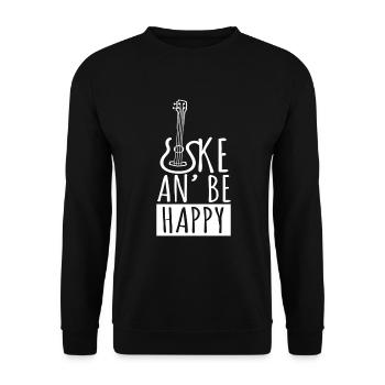 Uke An Be Happy Ukulélé Guitare Musique - Sweat-shirt Unisexe - noir - Devant - Alina (178cm) & Michal (187cm)