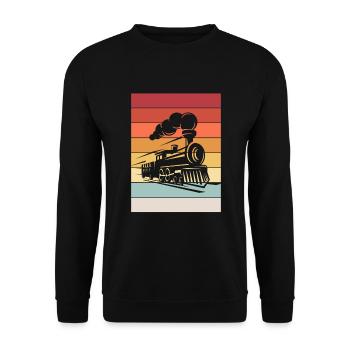 Dampflok Retro Eisenbahn Modeleisenbahn - Unisex Pullover - Schwarz - Vorne - Alina (178cm) & Michal (187cm)