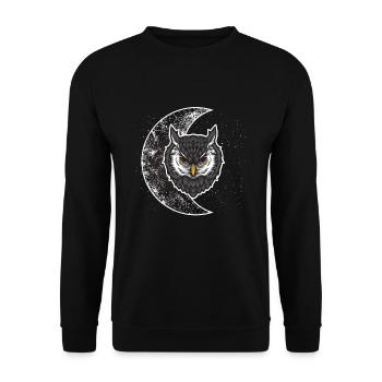 Eule Mond Vogel Süß Eulen Vögel - Unisex Pullover - Schwarz - Vorne - Alina (178cm) & Michal (187cm)