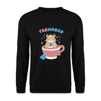 TeeNager Tea Hamster Adolescent Rongeur - Sweat-shirt Unisexe - noir - Devant - Alina (178cm) & Michal (187cm)