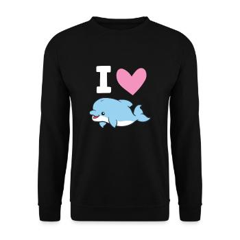 I Love Dolphins Sea Ocean Cute Dolphin - Unisex Sweatshirt - black - Front - Alina (178cm) & Michal (187cm)