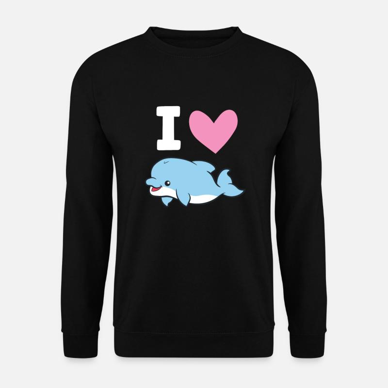 Ich liebe Delphine Meer Ozean Niedlicher Delphin - Unisex Pullover - Schwarz