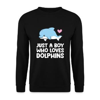 Just a Boy Who Loves Dolphins - Unisex Sweatshirt - black - Front - Alina (178cm) & Michal (187cm)