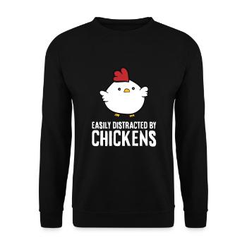 Facilement distrait par les poulets - Sweat-shirt Unisexe - noir - Devant - Alina (178cm) & Michal (187cm)