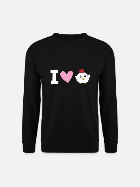 Hühner lieben Ich liebe Hühner - Unisex Pullover - Schwarz