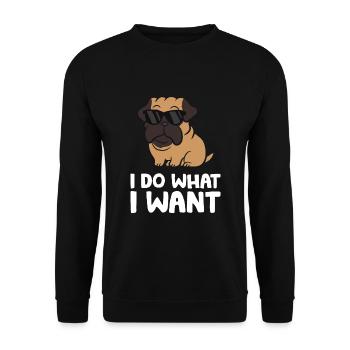 Ich mache was ich will Lustiger Mastiff Hund - Unisex Pullover - Schwarz - Vorne - Alina (178cm) & Michal (187cm)