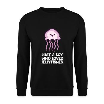 Nur ein Junge, der Quallen liebt - Unisex Pullover - Schwarz - Vorne - Alina (178cm) & Michal (187cm)