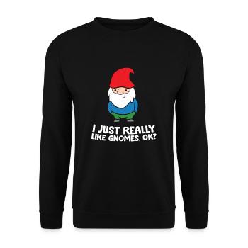 I Just Really Like Gnomes, Ok? Garden Gnome - Unisex Sweatshirt - black - Front - Alina (178cm) & Michal (187cm)