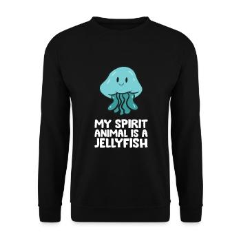 Quallenliebhaberin Mein Seelentier ist eine Qualle - Unisex Pullover - Schwarz - Vorne - Alina (178cm) & Michal (187cm)