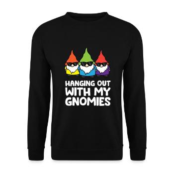 Accrocher avec mes gnomies drôle de gnome de jardin - Sweat-shirt Unisexe - noir - Devant - Alina (178cm) & Michal (187cm)