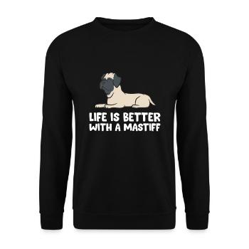 Das Leben ist besser mit einem Mastiff - Unisex Pullover - Schwarz - Vorne - Alina (178cm) & Michal (187cm)
