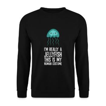 Ich bin wirklich eine Qualle Dies ist mein - Unisex Pullover - Schwarz - Vorne - Alina (178cm) & Michal (187cm)