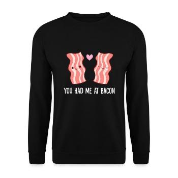 Funny Bacon Lover Breakfast You Had Me At Bacon - Unisex Sweatshirt - black - Front - Alina (178cm) & Michal (187cm)