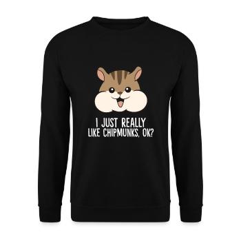 Ich mag Chipmunks einfach sehr - Unisex Pullover - Schwarz - Vorne - Alina (178cm) & Michal (187cm)